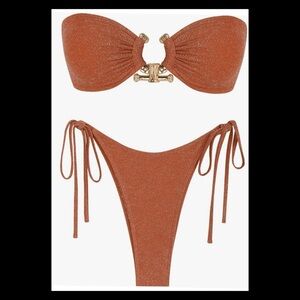 NWT Orange sparkly with Gold hardware bikini